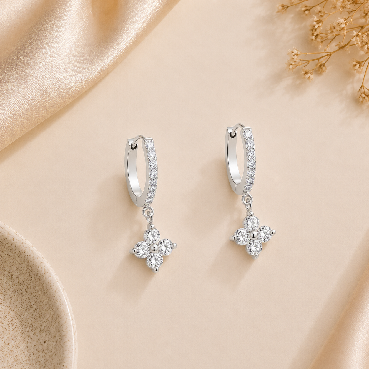Luxe Clover Hoops